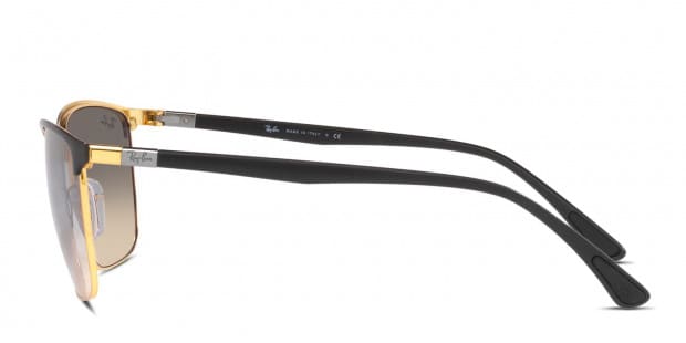 Ray-Ban RB3686 black, gold frame with clear gradient grey