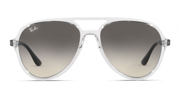 Ray Ban RB4376 clear frame with grey gradient lenses. Lenses provide 100 UV protection