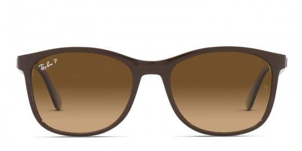 Ray Ban RB4374 brown gray frame with brown gradient polarized lenses. Lenses provide 100 UV protection