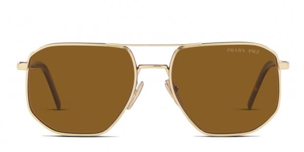 Prada PR59YS gold frame with polarized brown lenses. Lenses
