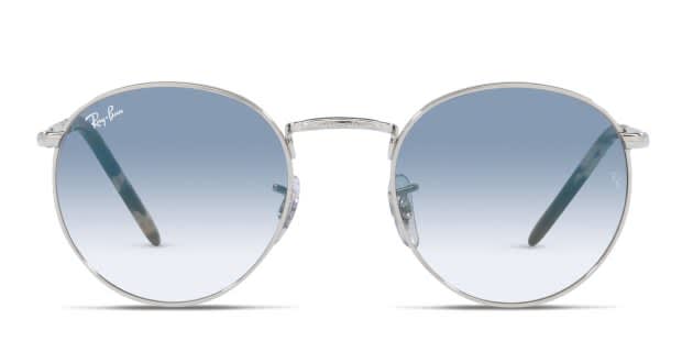 RayBan round sunglasses. silver frame/blueish lens NEW ROUND Sunglasses in Silver and Clear Gradient Blue  main image 4