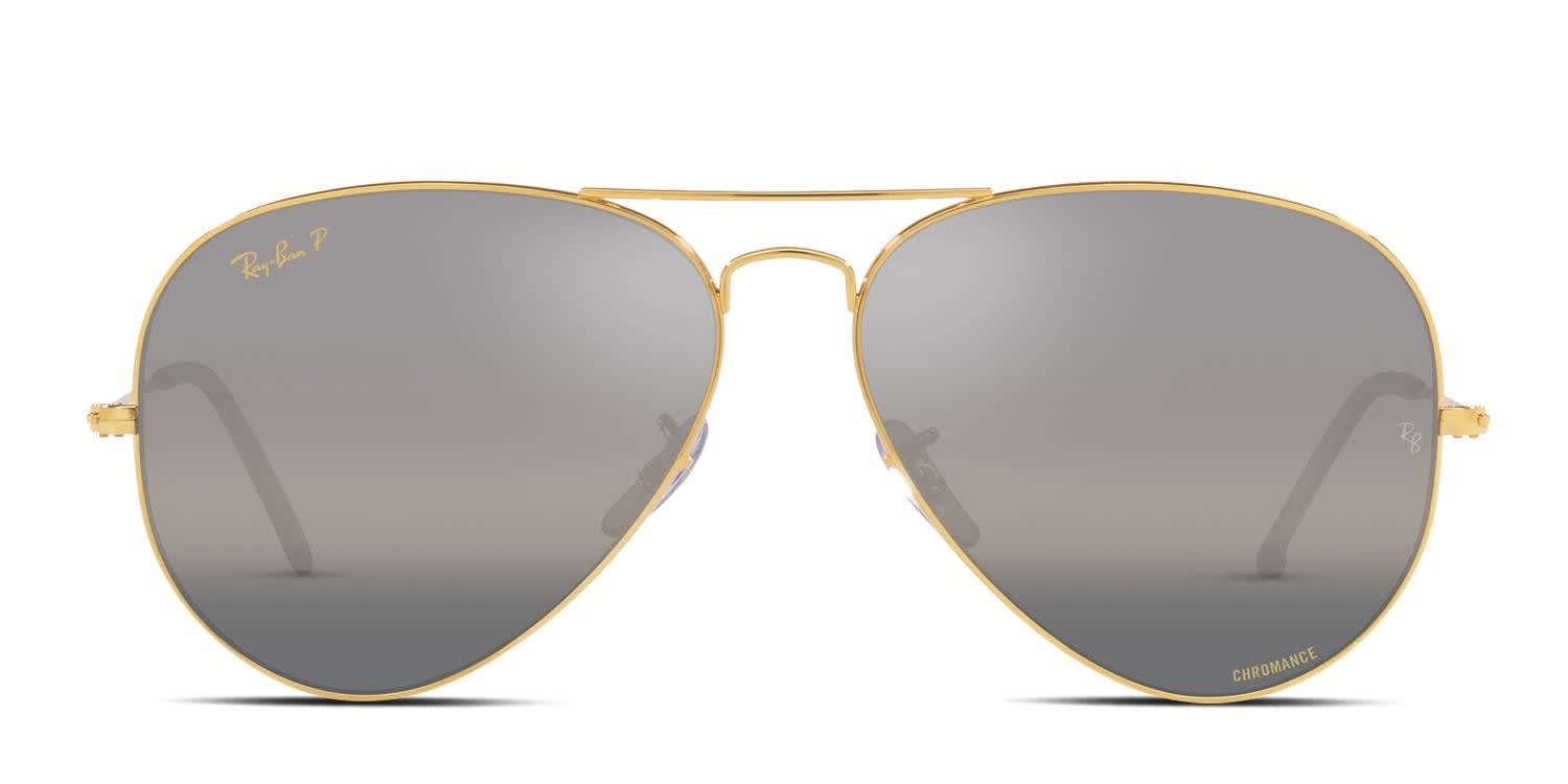 Ray-Ban RB3025 Aviator Large Metal Gold, Gray, Silver glasses - Gold / Gray / Silver - Frontal View