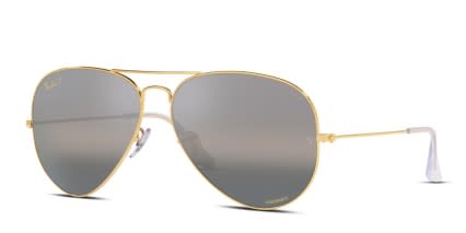 Ray-Ban RB3025 Aviator Large Metal Gold, Gray, Silver glasses - Gold / Gray / Silver - Angle View