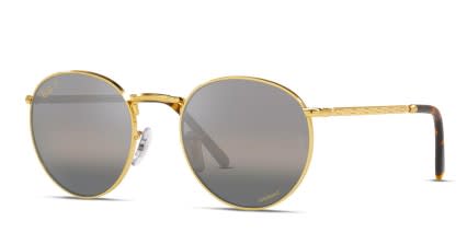 Ray-Ban RB3637 New Round Gold, Gray glasses - Gold / Gray - Angle View