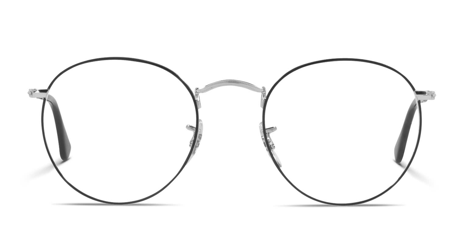 Ray-Ban RX3447V Round Metal Black, Silver glasses - Black / Silver - Frontal View