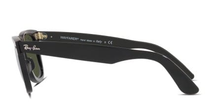 Ray-Ban RB2140 Original Wayfarer Bio-Acetate Shiny Black, Green glasses - Shiny Black / Green - Side View