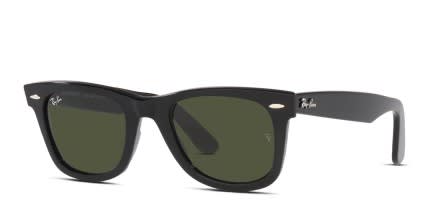 Ray-Ban RB2140 Original Wayfarer Bio-Acetate Shiny Black, Green glasses - Shiny Black / Green - Angle View