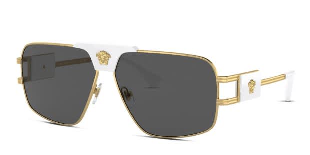 Versace White and Gold Aviator Sunglasses with Black Lenses Medallion VERSACE Medusa NAVIGATOR Gold Stud White Aviator Unisex  main image 3