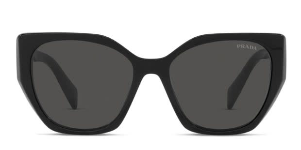 Prada Black Glossy Angular Frame Sunglasses Prada Sunglasses 8297 Shiny Black/ Black lenses, Big 145 mm  main image 4
