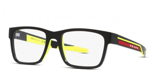 Prada PS 02PV Black Yellow Eyeglasses Includes FREE Rx Lenses