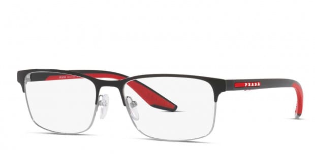 Prada PS 50PV Black/Silver Eyeglasses | Includes FREE Rx Lenses