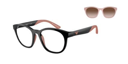 Emporio Armani EK4001 w/Clip-On Kids Shiny Black glasses - Shiny Black - Angle View
