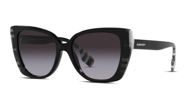 Burberry BE4393 Meryl Shiny Black White Prescription Sunglasses 50 Off Lenses