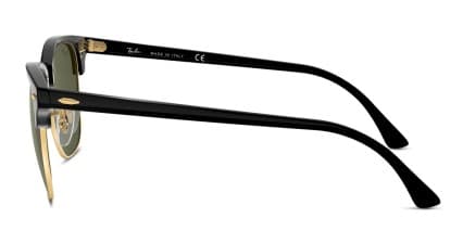 Ray-Ban RB3016 Clubmaster Black, Gold glasses - Black / Gold / Green - Side View