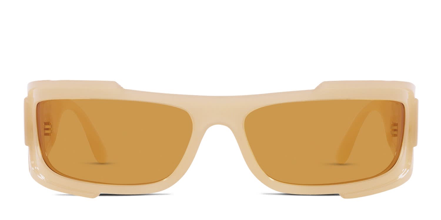 Versace VE4446 beige frame with dark orange lenses. Lenses provide