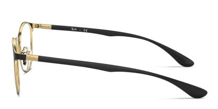 Ray-Ban RX6355 Black, Gold glasses - Black / Gold - Side View
