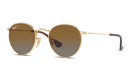 Ray-Ban RJ9547S Junior Round Kids Gold, Brown glasses - Gold / Brown - Angle View