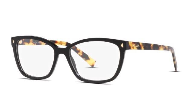 おしゃれ PRADA （プラダ）メガネフレーム  PR15ZV ブラック Prada PR 15ZV Eyeglasses | LensCrafters