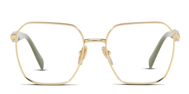 Prada gold eyeglasses clearance