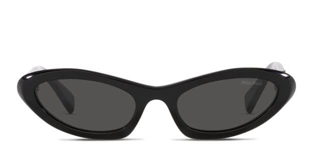 Miu Miu MU09YS black frame with dark grey lenses. Lenses provide
