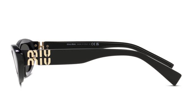 Miu Miu MU09YS black frame with dark grey lenses. Lenses provide