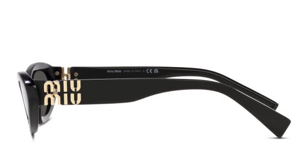 Miu Miu MU09YS black frame with dark grey lenses. Lenses