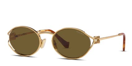 Miu Miu MU52YS Universal Fit Bronze , Brown , Gold glasses - Bronze / Brown / Gold - Angle View