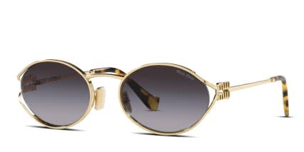 Miu Miu MU52YS Universal Fit Gold , Gray glasses - Gold / Gray - Angle View