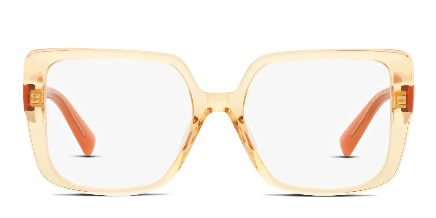 Miu Miu Clear Orange Blue Squiggle Rim Cat Eye Sunglasses | OS Miu Miu SMU04Z Oval Sunglasses | Fashion Eyewear US main image 3