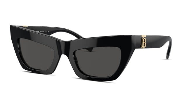 Burberry BE4405 black frame with dark grey lenses. Lenses provide