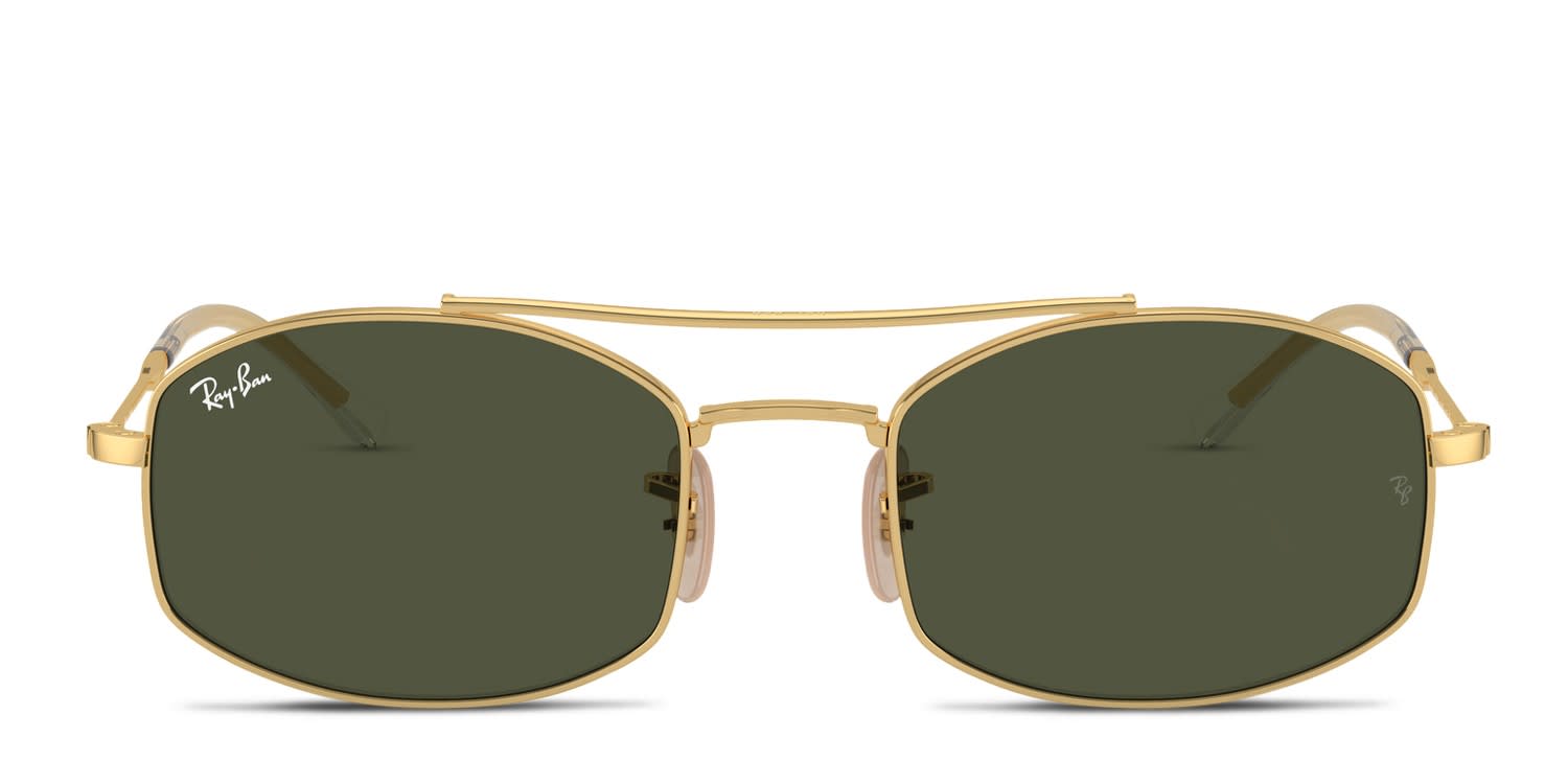 Ray-Ban RB3719 gold frame with green lenses. Lenses provide 100