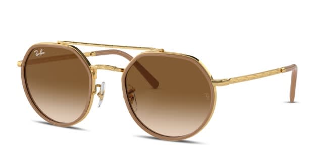 Ray-Ban ゴールドフレーム サングラス Ray-Ban RB3765 gold frame with clear gradient brown lenses. Lenses