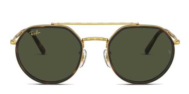 Ray-Ban RB3765 gold frame with green lenses. Lenses provide 100% UV  protection.