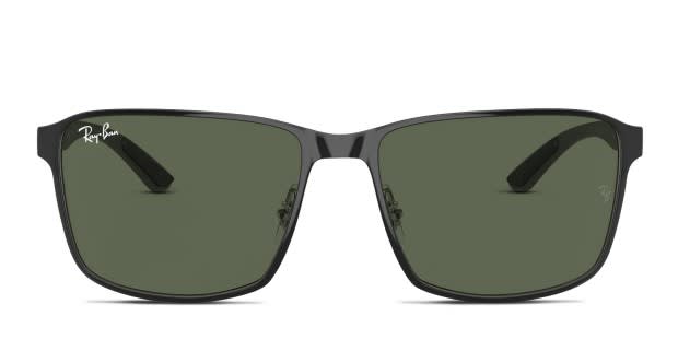 Ray Ban RB3721 black silver frame with dark green lenses. Lenses provide 100 UV protection