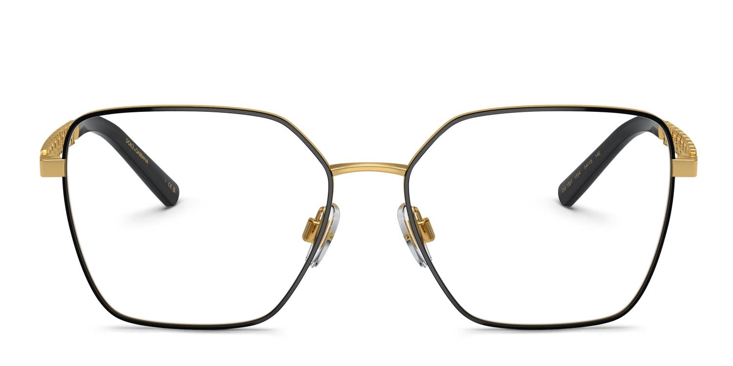 Dolce & Gabbana DG1351 Gold, Black glasses - Gold / Black - Frontal View