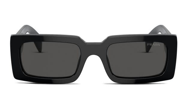 Prada PRA07S black frame with dark grey lenses. Lenses provide 100