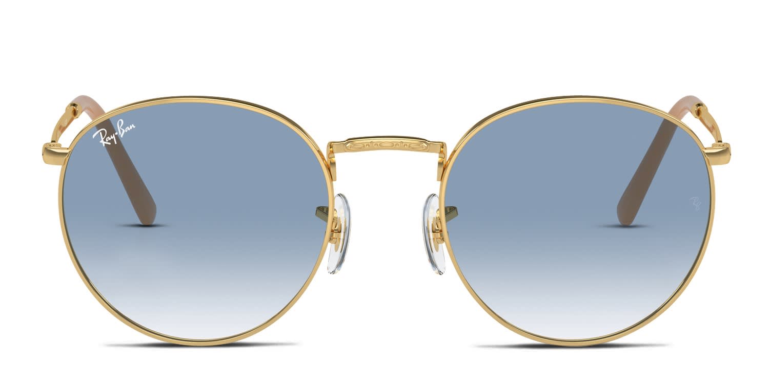 Ray-Ban ラウンド サングラス RB3637 グラデーションブルー Ray-Ban RB3637 New Round gold frame with clear gradient blue