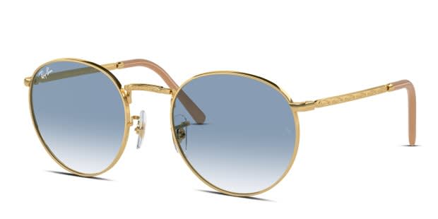 Ray-Ban RB3637 New Round gold frame with clear gradient blue