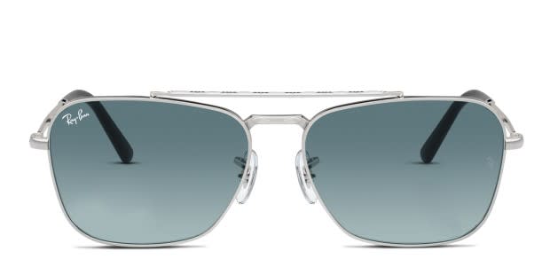 Ray Ban RB3636 New Caravan silver frame with blue gradient grey lenses. Lenses provide 100 UV protection