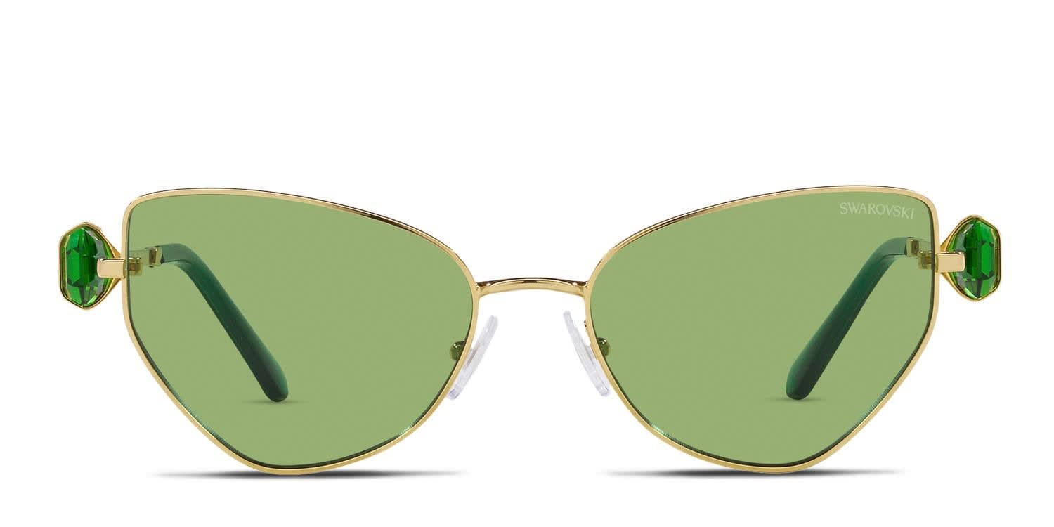 クリスタルストーン ゴールド　23m Swarovski SK7003 Gold, Green Prescription Sunglasses