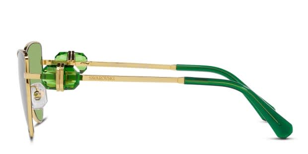 クリスタルストーン ゴールド　23m Swarovski SK7003 Gold, Green Prescription Sunglasses