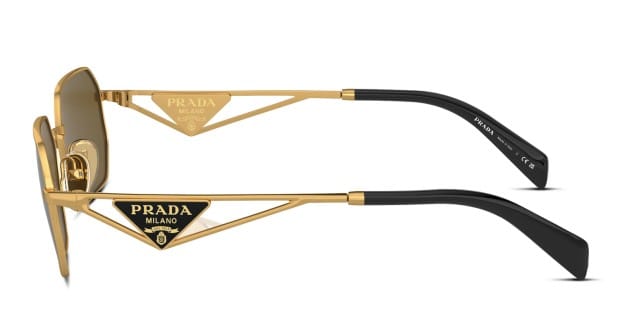 Prada PRA51S gold frame with dark brown lenses. Lenses