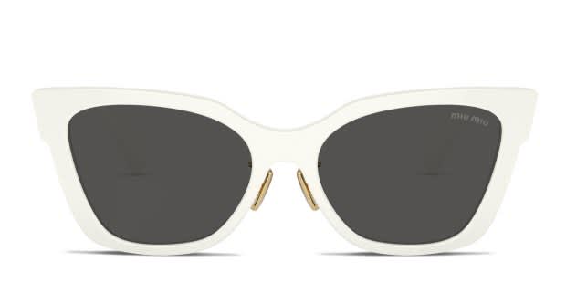 Miu Miu MU02ZS white frame with dark grey lenses. Lenses provide