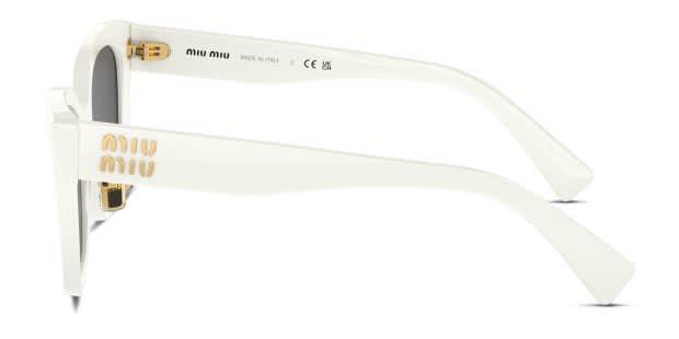 Miu Miu MU02ZS white frame with dark grey lenses. Lenses provide