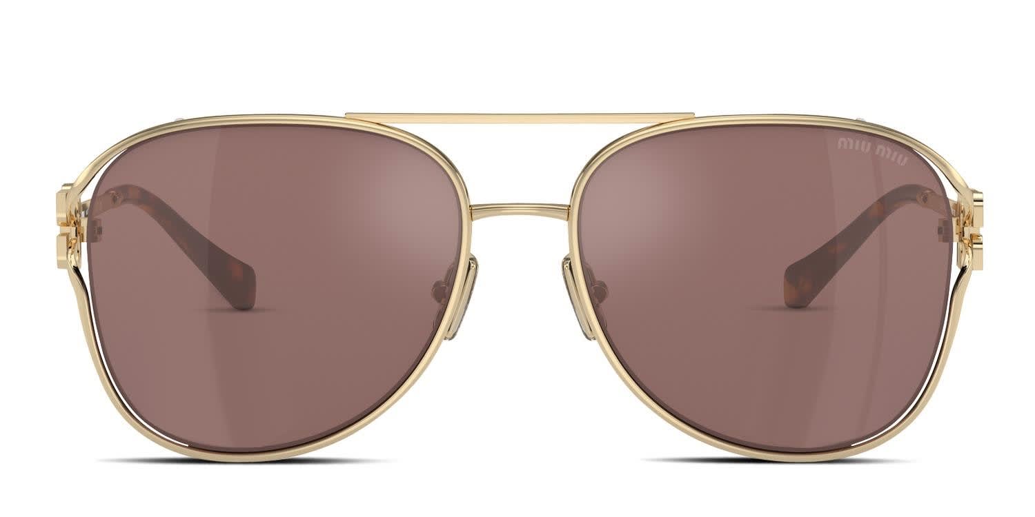 Miu Miu MU52ZS Gold, Brown glasses - Gold / Brown - Frontal View
