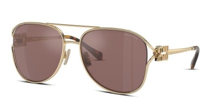 Miu Miu MU52ZS Gold, Brown glasses - Gold / Brown - Angle View