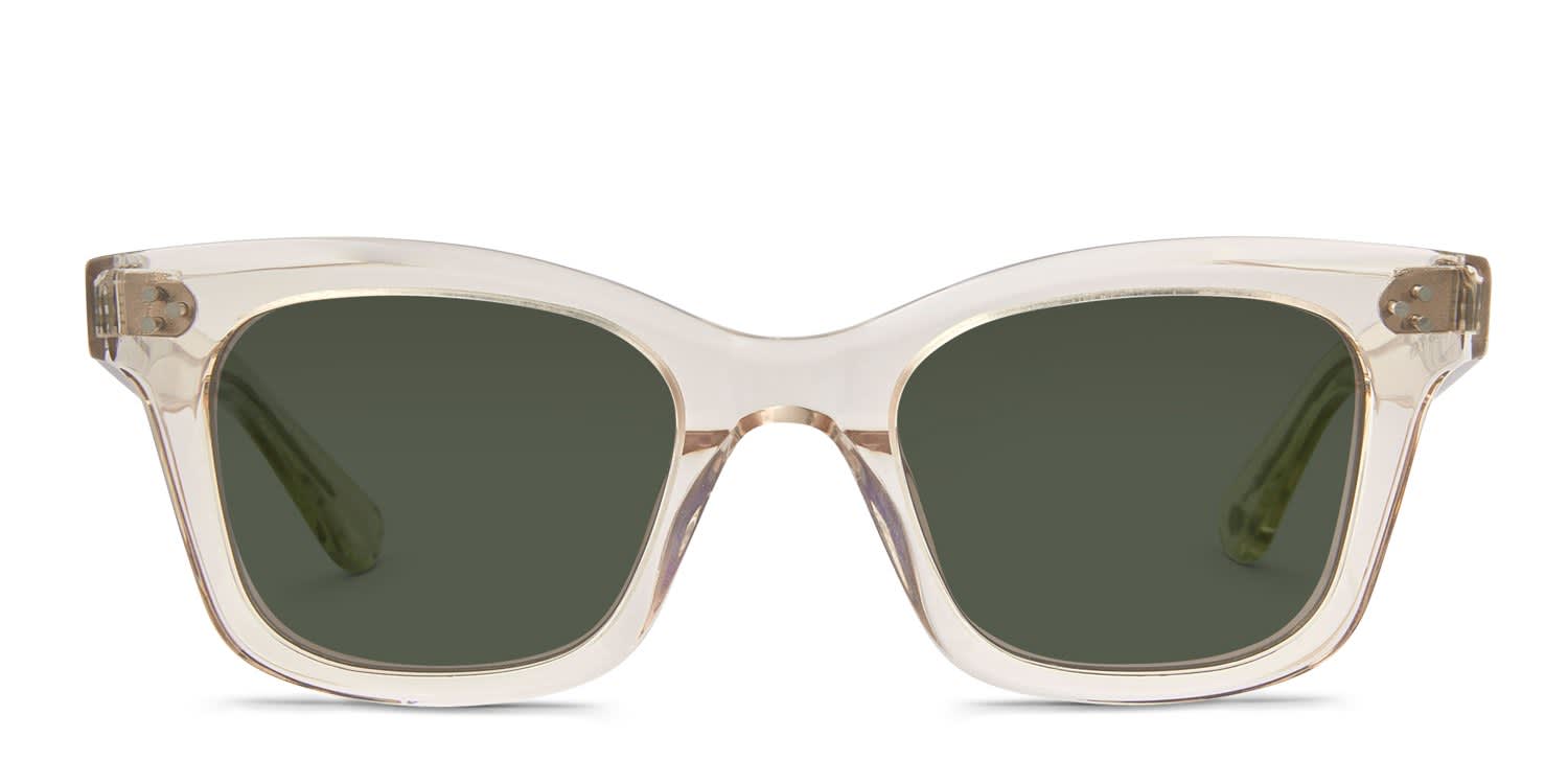 Garrett Leight Thompson Sun Beige, Clear glasses - Beige / Clear - Frontal View