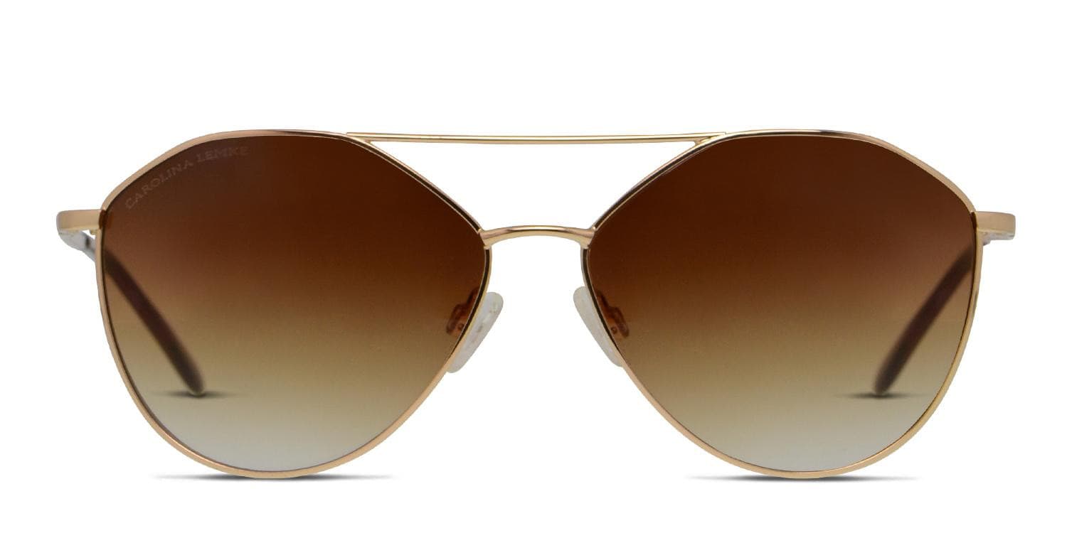 Carolina Lemke CL1407 Brown w/Gold Prescription Sunglasses