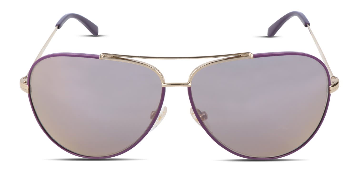 Ferragamo SF131S gold frame with purple flash lenses. Lenses