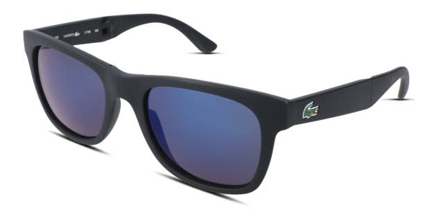 ラスカル Lacoste L778S black frame with blue lenses. Lenses provide 100% UV